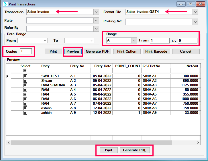 How Settings That Affect Print Transactions in SwilERP